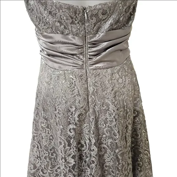 Betsy & Adam Fit & Flare Light Gray Knee Length Party Dress Size 8 - Picture 4 of 12